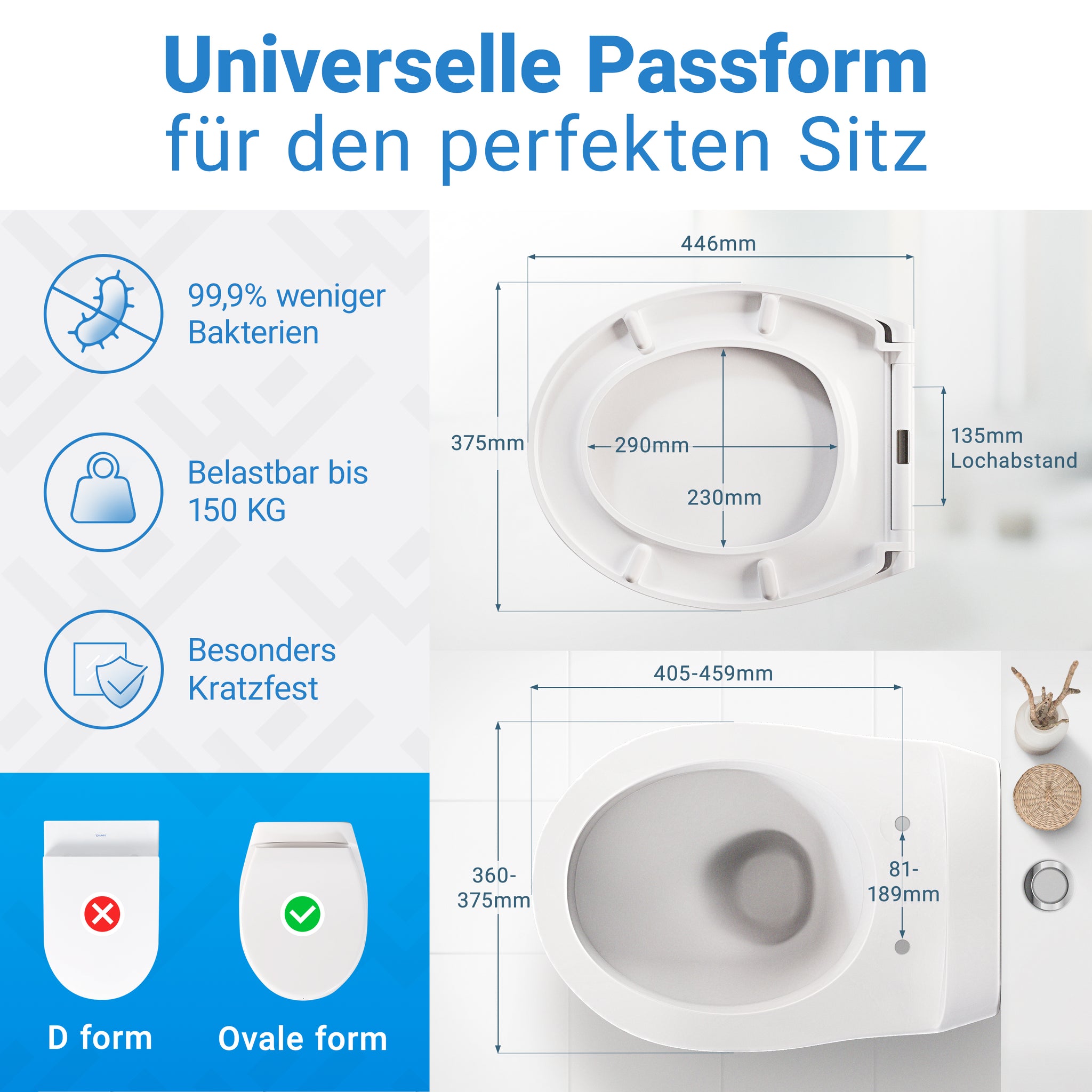 WC-Deckel Oval mit Absenkautomatik