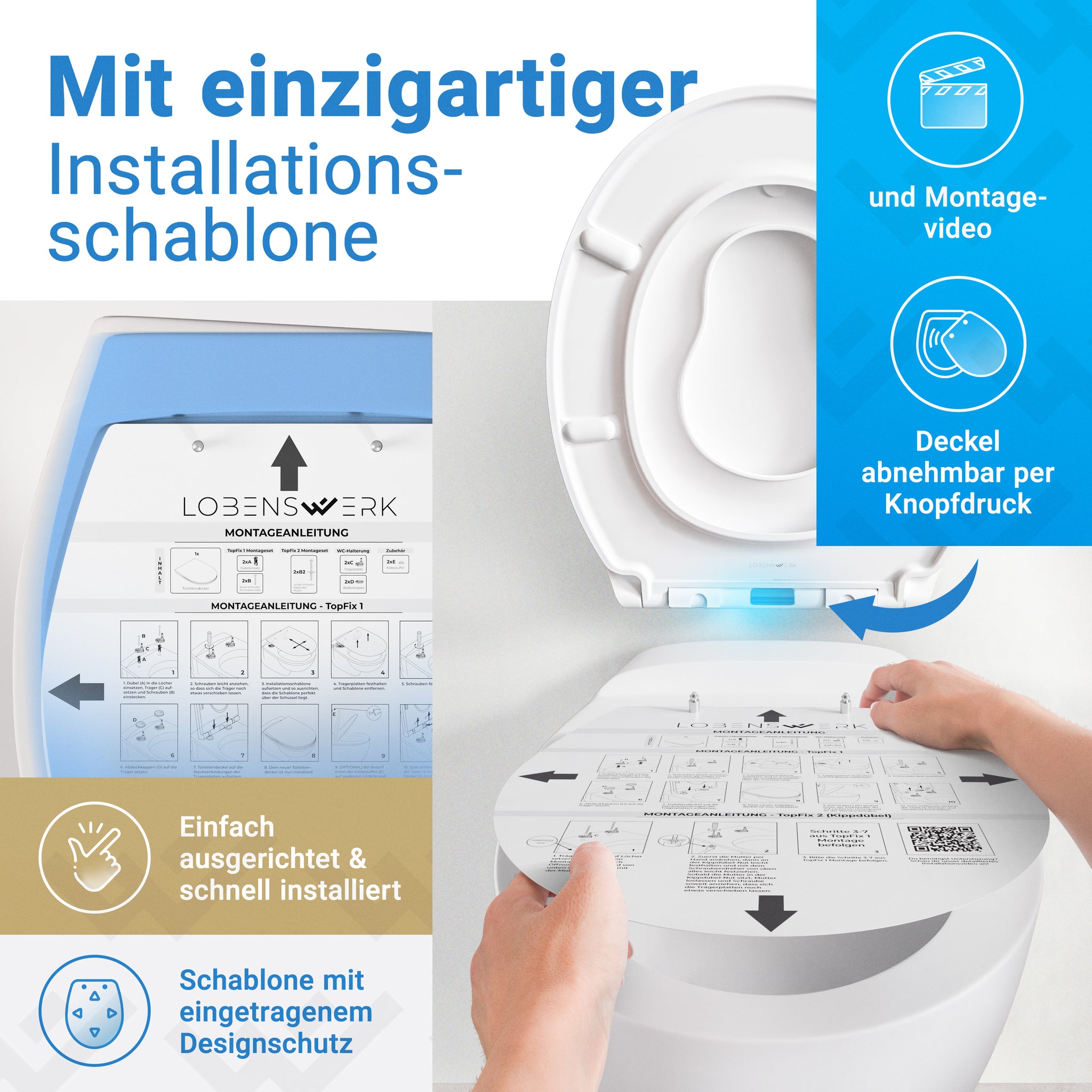 WC-Deckel Oval Familiensitz mit Absenkautomatik