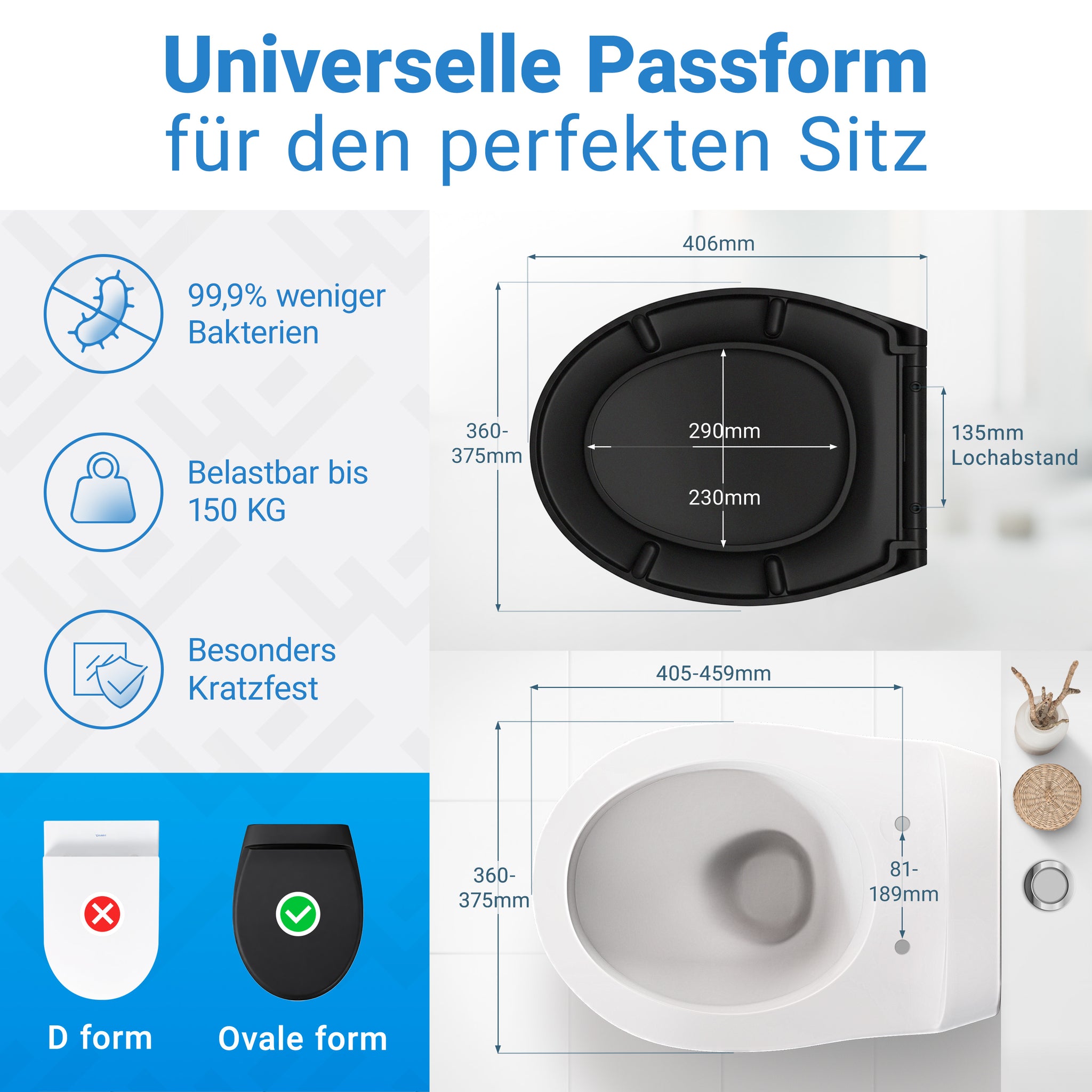 Oval Schwarz Matt