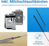 Zwei Milchschaumbürsten für Siemens EQ-Milchsysteme mit Edelstahlgriff – perfekt auf Milchkännchenschläuche abgestimmt
