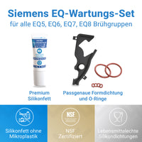 Siemens EQ Wartungsset mit Silikonfett, Formdichtung, O-Ringen und Reinigungsbürsten für EQ5, EQ6, EQ7 und EQ8 Brühgruppen