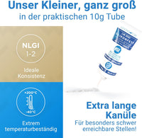 LOBENSWERK Silikonfett in der 10 g Tube mit extra langer Kanüle, ideal für schwer erreichbare Stellen – temperaturbeständig von -40 °C bis +200 °C, NLGI 1–2 Konsistenz