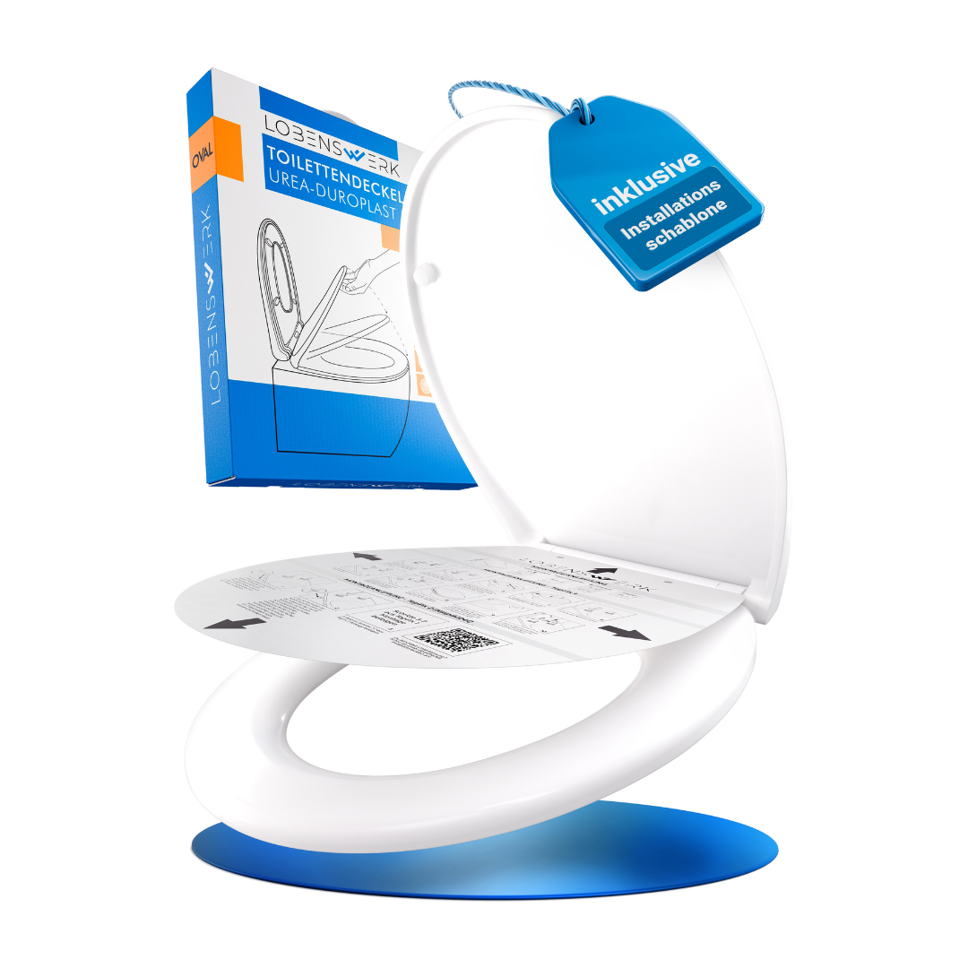 LOBENSWERK Toilettendeckel aus Urea-Duroplast mit Softclose-Funktion, geliefert inklusive Montageschablone und stabiler Verpackung