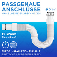 Flexibler Siphon für das Bad