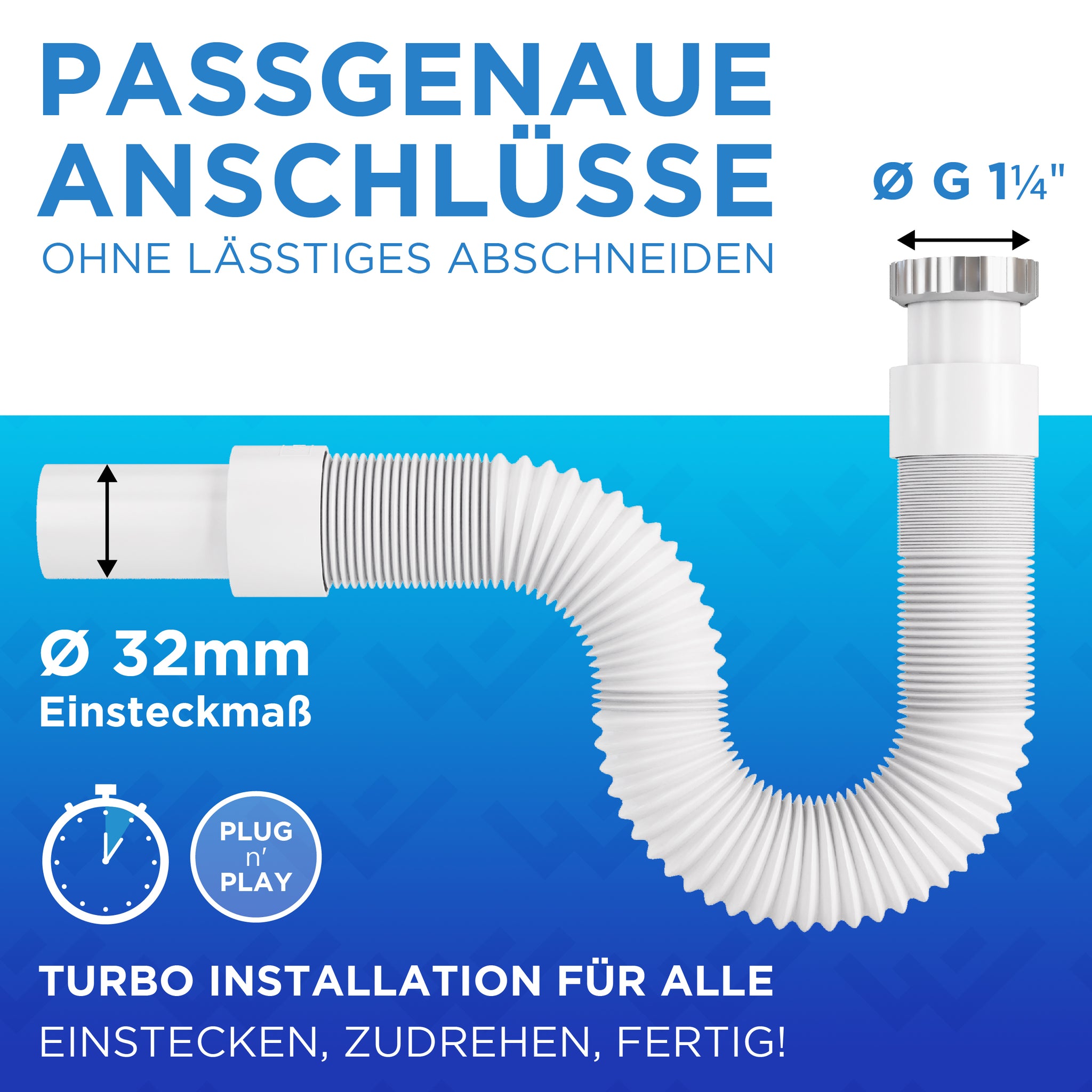 Flexibler Siphon für das Bad