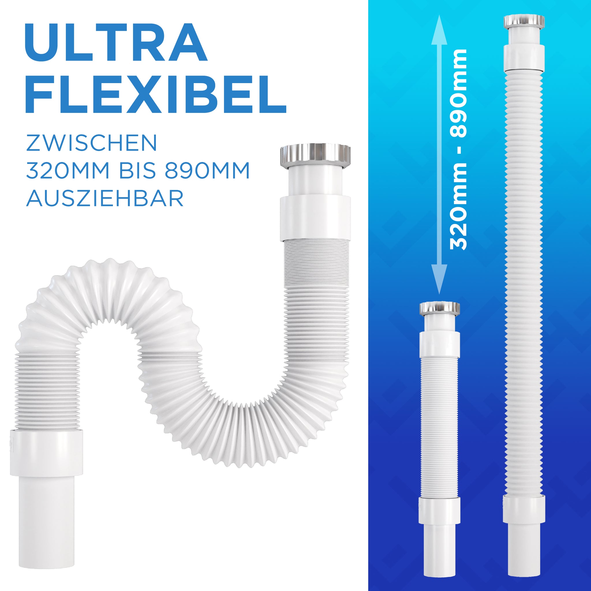 Flexibler Siphon für das Bad